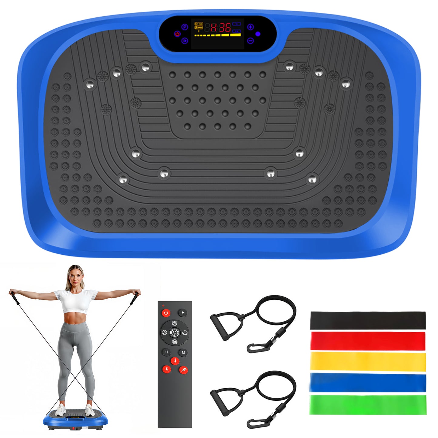 Vibration Plate, Full Body Vibrating Platform 450 lbs Capacity with Remote & Resistance Bands for Toning, Contouring & Fitness