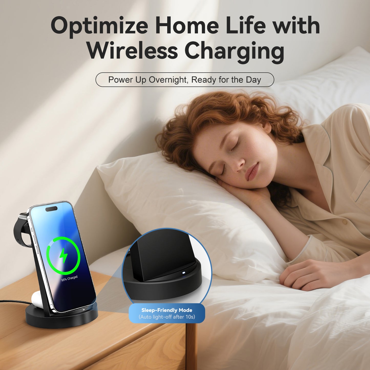 3 in 1 Charging Station, 15W Fast Wireless Charger Compatible with iPhone 17 16 15 14 13 12, Compatible with iWatch, Compatible with Airpods, Black