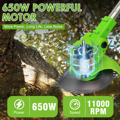 Electric Weed Trimmer,21V Powerful Motor Weed Eaters,90Adjustable Weed Wackers & Grass Trimmer with Upgraded Wheels,3 Types Blades Lawn Edger for Lawn Garden Pruning Trimming