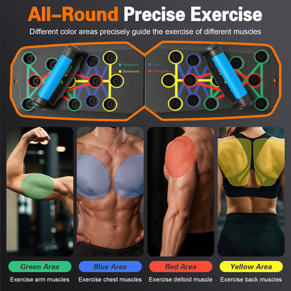 Rican Push up Board, Multifunctional Folding Push up Board, Portable Folding Push up Exercise Equipment, Suitable for Chest and Back Exercises, Fitness Strength Training Equipment