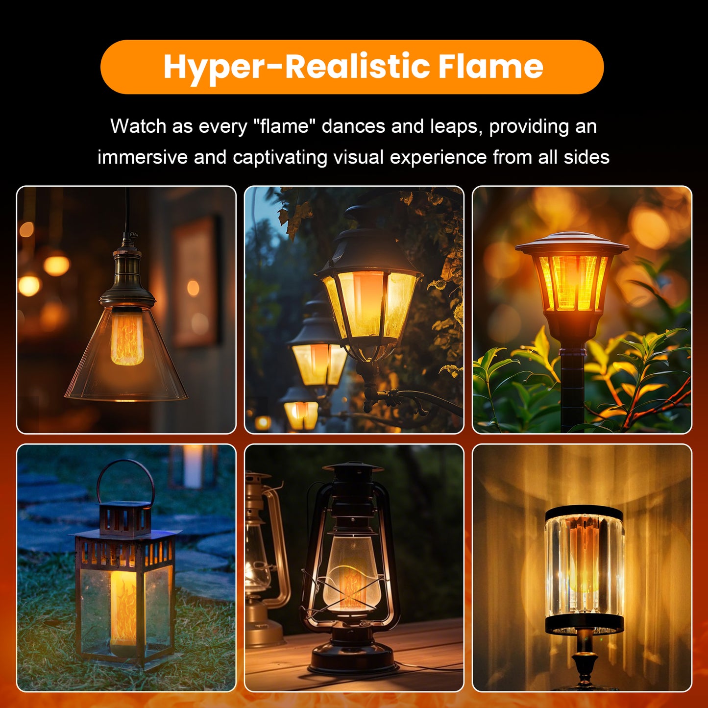 TopZoo LED Flame Light Bulbs 2PCS, Flickering Light Bulbs Upgraded 4 Modes, E26 Base Light Bulbs with Upside Down Effect for Daily, Garden Decor, Halloween, Party, Patio, Indoor, Outdoor Decor
