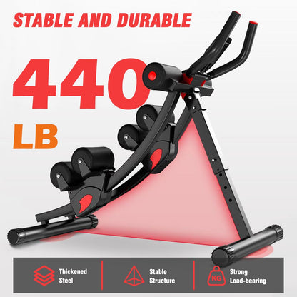 BAOKALER Dual Track Ab Machine, Ab Workout Equipment for Home Gym, Height Adjustable Ab Trainer Exercise Equipment, Foldable Fitness Equipment, Core & Abdominal Exercise and Strength Training