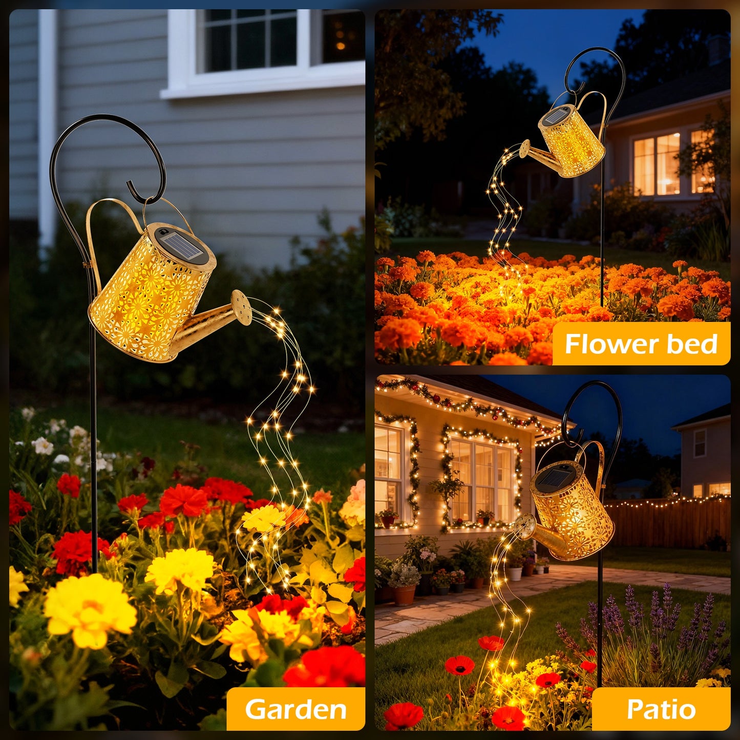 TopZoo Solar Watering Can Lights, Solar Lantern Garden Decor, 2 Pack Solar Hanging Lights, Outdoor Decoration for Yard, Retro Metal Solar Lights, Gardening Gift