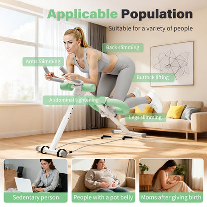 Rican Ab Machine, Foldable Abdominal Exercise Machine, Ab Workout Equipment with LCD Monitor, Abdominal Exercise Workout with Resistance Bands, Green
