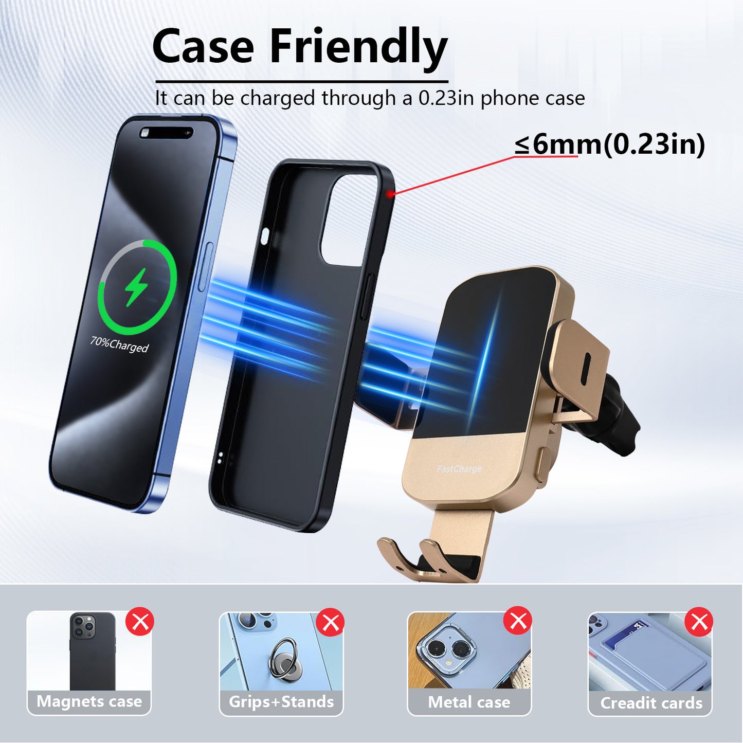 Wireless Car Charger,15W Fast Charging Auto-Clamping Car Charger Phone Mount Air Vent Cell Phone Holder for iPhone 17/16/15/14/13/Pro/12 pro/12/11,Samsung Galaxy S23/S22/S21/S20,etc