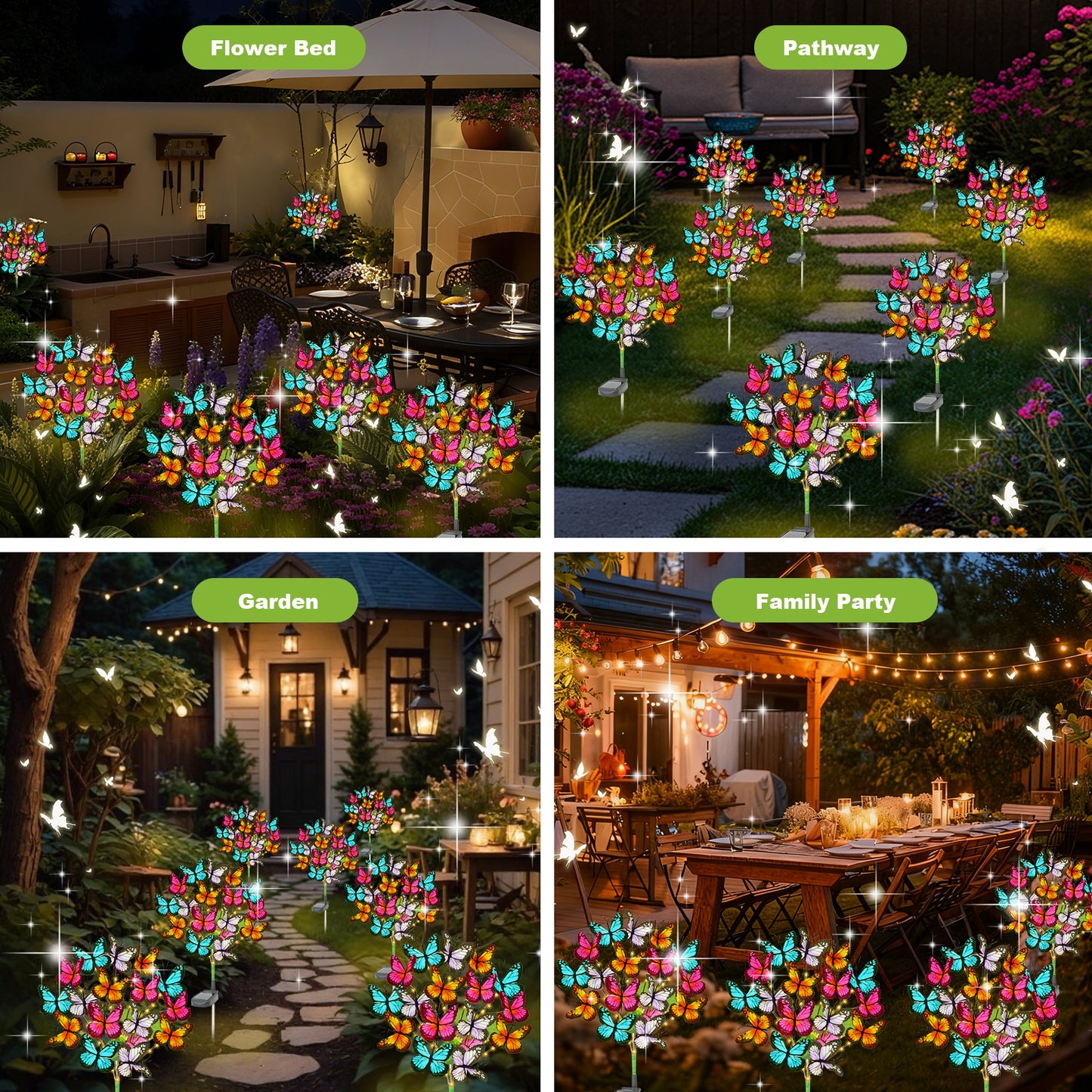 TopZoo Solar Garden Stake Lights, 2 PCS Decorative Solar Lights Outdoor with 43 LED 17 Butterfly Flower Garden Decor Waterproof, Outdoor Decor for Yard Patio Lawn Christmas