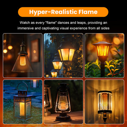 TopZoo LED Flame Light Bulbs 4PCS, Flickering Light Bulbs Upgraded 4 Modes, E26 Base Light Bulbs with Upside Down Effect for Daily, Garden Decor, Halloween, Party, Patio, Indoor, Outdoor Decor