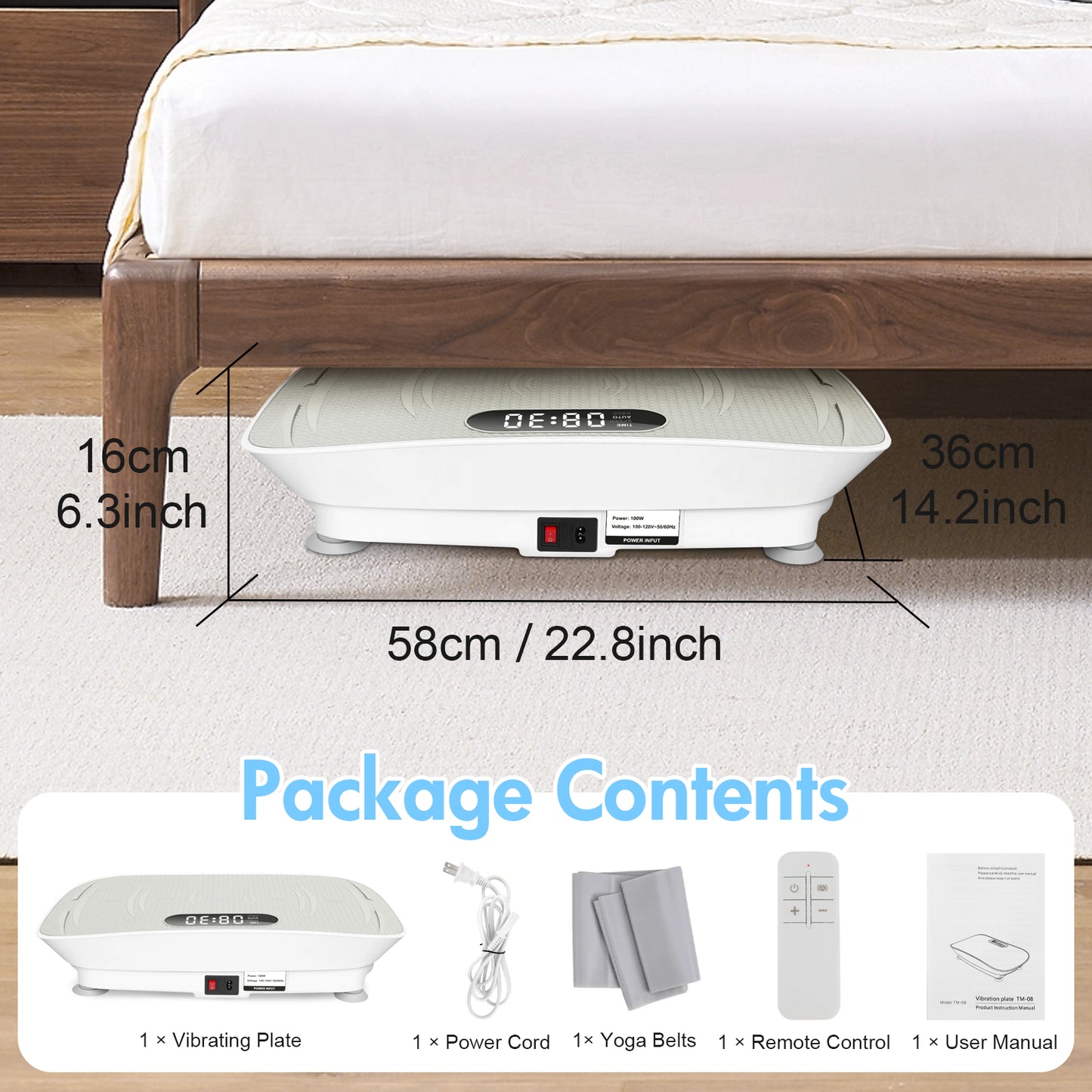 Vibration Plate Exercise Machine, 10 Auto & 10 Manual Speed Levels 300 lbs Capacity with Resistance Bands & Remote Ideal for Weight Loss, Fat Burning & Body Toning