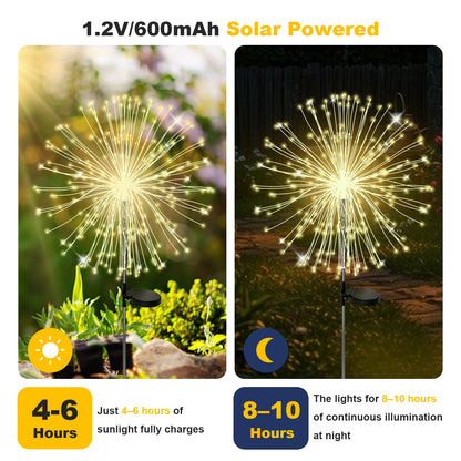RICAN Solar Garden Lights Outdoor Decorative, 4 Pack Firework Garden Stake Lights Solar Powered, DIY Bendable Copper Wire Waterproof for Garden, Yard, Patio, Flower Bed, Chiristmas Decor