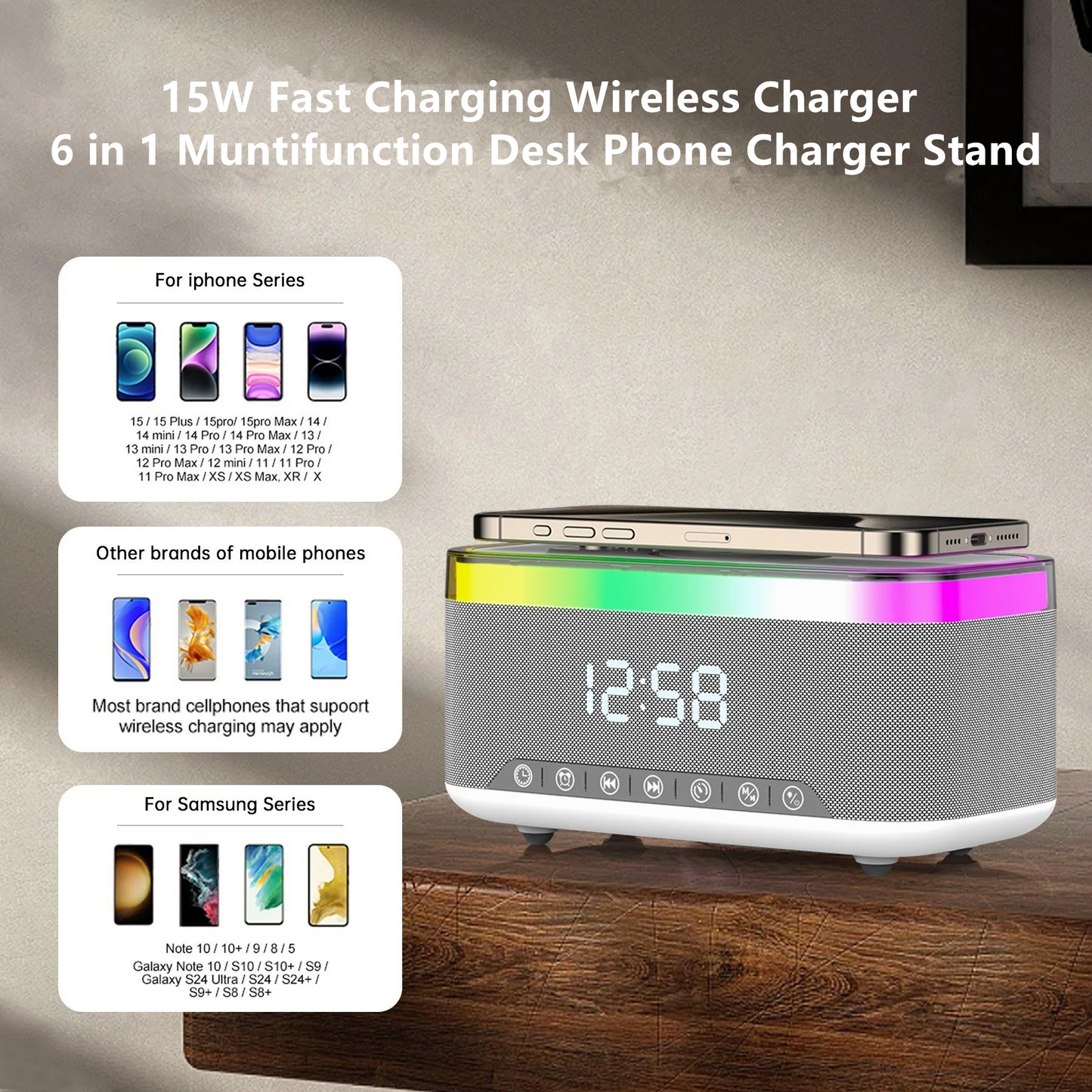 Magnetic Wireless Charger,15W Fast Charging Desk Phone Charging Station for iPhone 17 16 15 13 12 Pro Max
