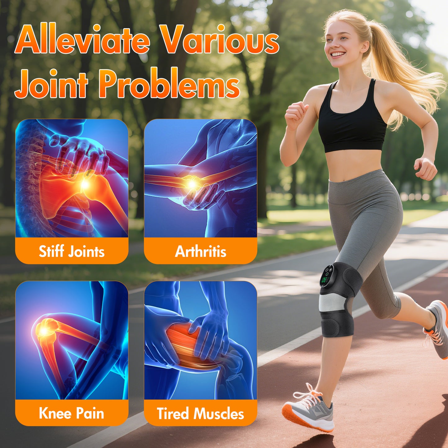 Baokaler 3 in 1 Heated Knee Massager, Cordless Vibration Heating Pad for Knee Shoulder Elbow with 6 Heat Levels and 3 Vibration, Ideal Gift for Family and Friends