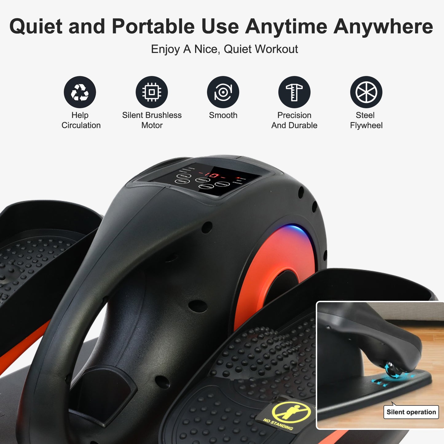 Baokaler Under Desk Elliptical Exercise Machine, Elipsefit Leg Exerciser While Sitting for Seniors, Electric Seated Pedal Exerciser, Mini Elliptical Machines for Home Office