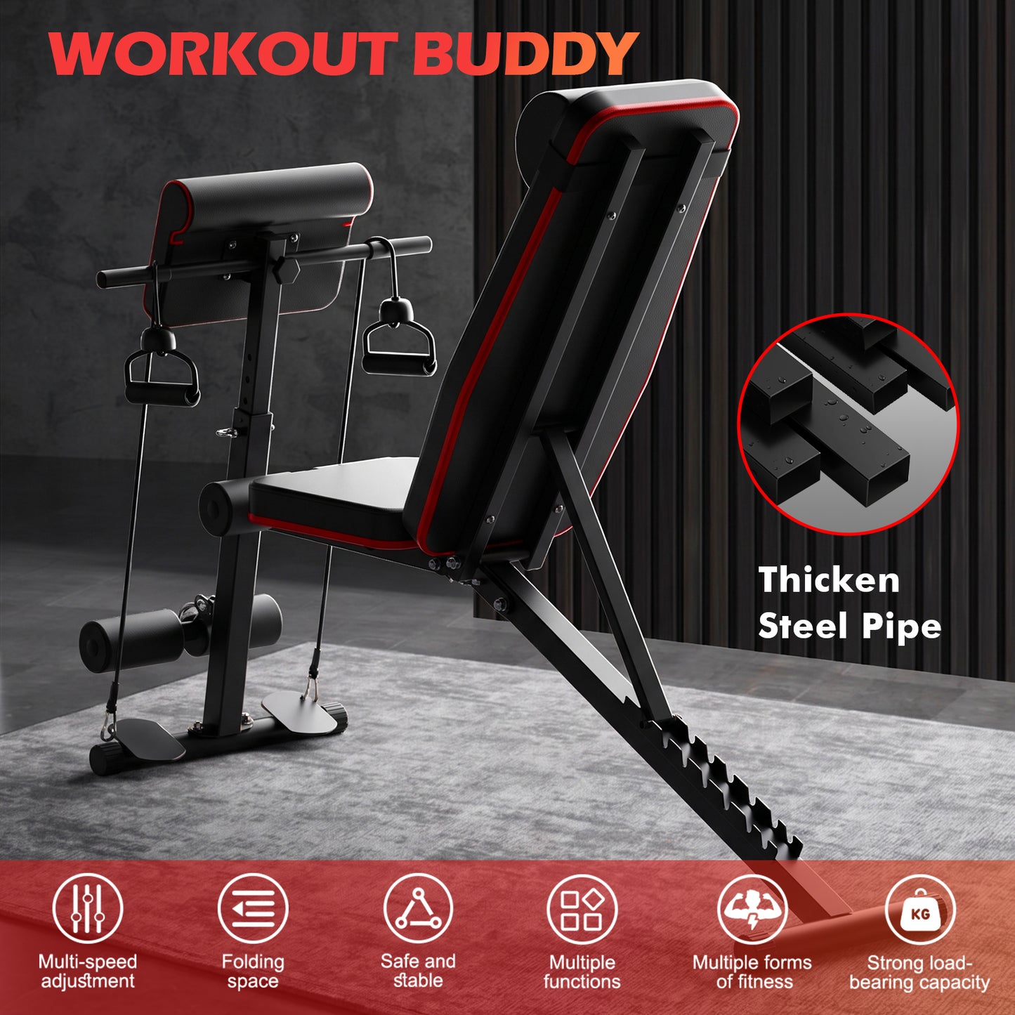 Adjustable Weight Bench Multifunctional Workout Bench for Full Body Exercise Home Gym with Accessories Ideal for Strength Training