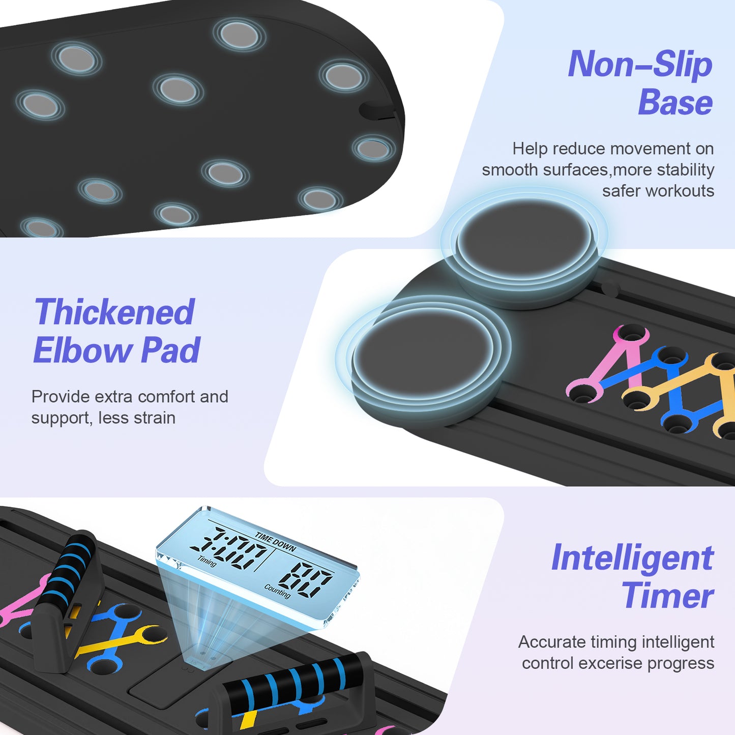 RICAN Foldable Pilates Board, Pilates Reformer Set, 15-in-1 Multifunctional Abdominal Board, Adjustable Push-Up Handles, Full Body Workout Equipment for Home, Black