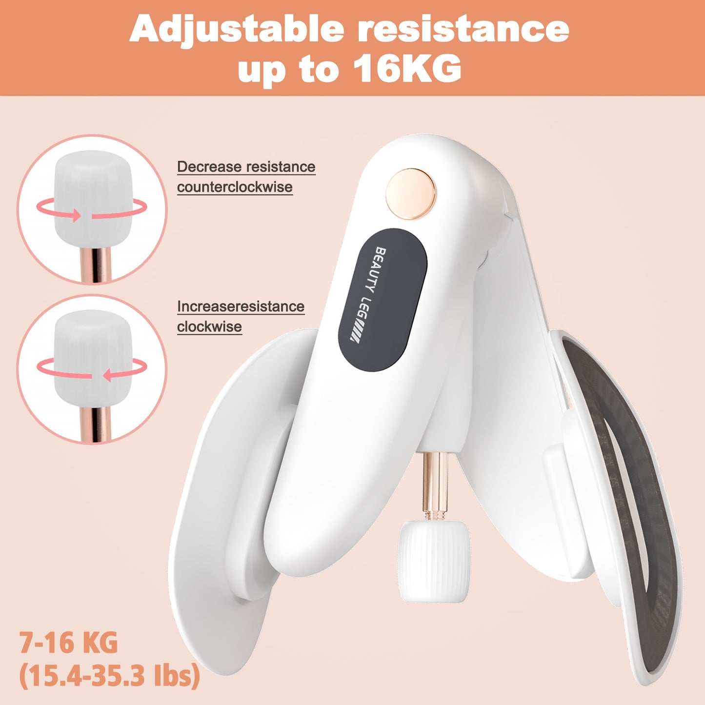 RICAN Thigh Trainer Thigh Exerciser, Leg and Inner Thigh Strength Exercise Equipment, Hip and Pelvis Trainer with Non-Slip Silicone Pads