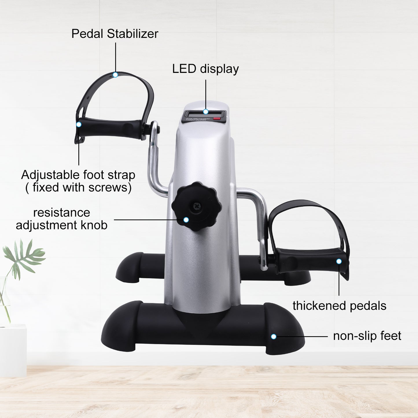 Under Desk Bike Pedal Exerciser Mini Exercise Bike, Portable Foot Cycle Arm & Leg Peddler Machine with LCD Screen Displays