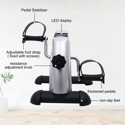 Under Desk Bike Pedal Exerciser Mini Exercise Bike, Portable Foot Cycle Arm & Leg Peddler Machine with LCD Screen Displays