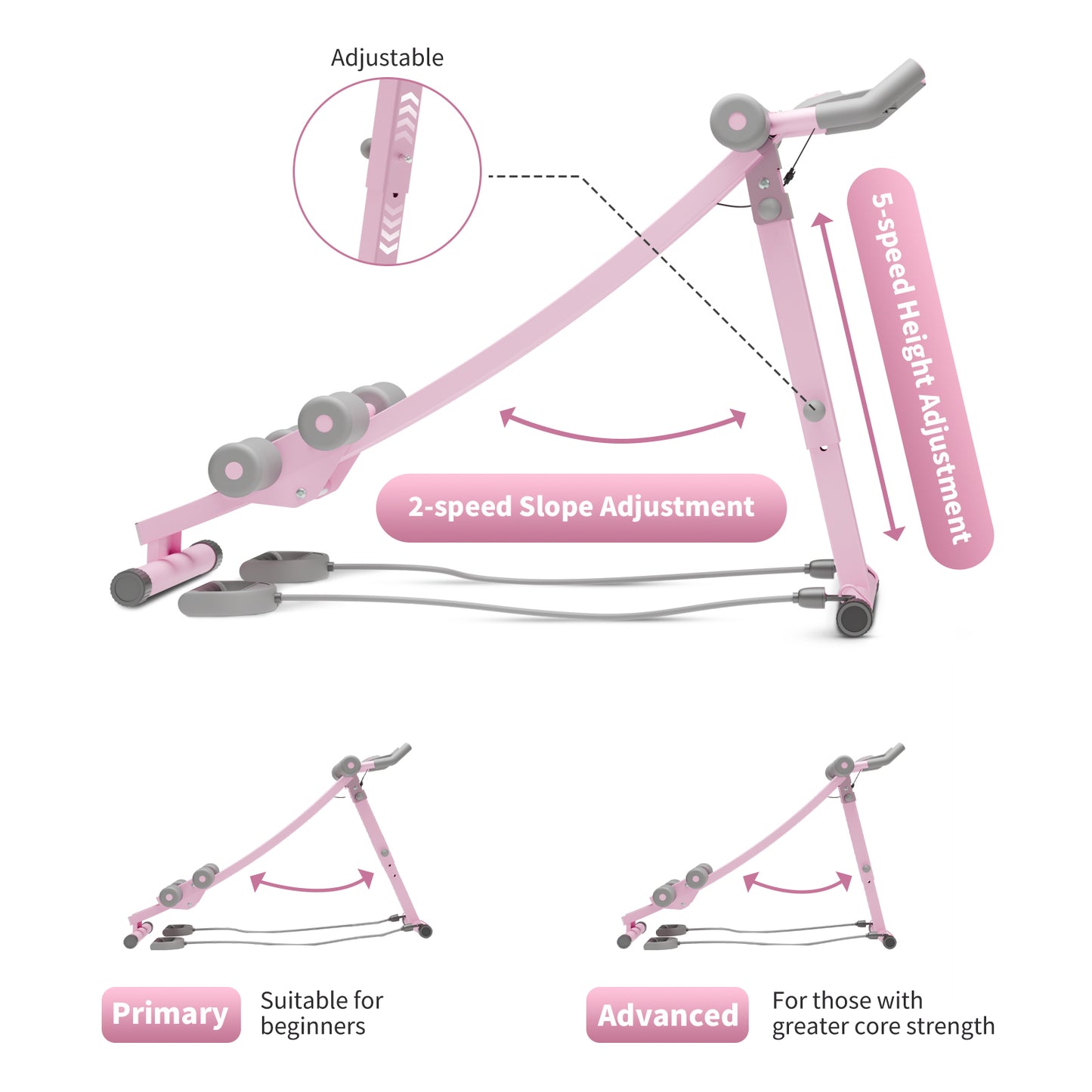 Ab Machine, Foldable Ab Trainer, Strength Training Crunch Trainer Adjustable for Core Workout & Fitness
