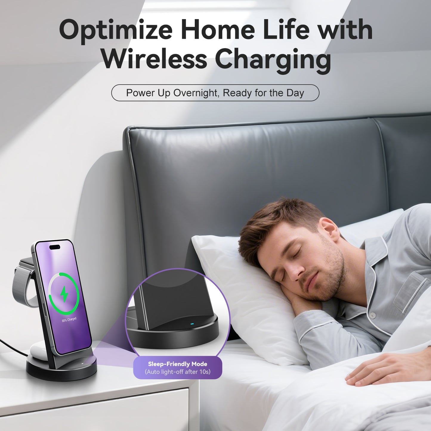 Charging Station, 15W Fast Wireless Charger for iPhone 16 15 14 13 12 Pro X Max XR, Compatible with AirPods iWatch,3 in 1 Magnetic Stand