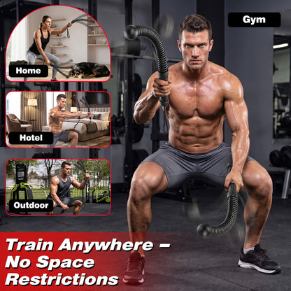 Rican Weighted Ropeless Battle Ropes, 2 PCS Cordless Sticks for HIIT Cardio & Full Body Strength Training, Portable Home Gym Equipment