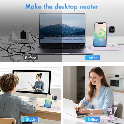 3 in 1 Charging Station,15W Wireless Charger Phone Stand Compatible for iPhone 17 16 15 14 13 12 11 Pro Max Plus XS XR 8,for iWatch 9 8 7 6 5 4 3 2 SE for AirPods 3 2 Pro