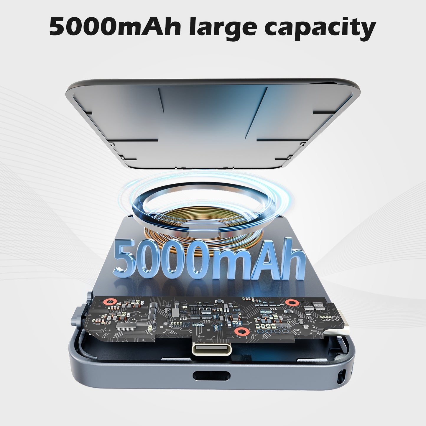 Portable Charger, 5000mAh Power Bank for iPhone, 20W PD Fast Charging, Ultral Slim Wireless Battery Pack Compatible with 17 16 15 14 13 12, Perfect Gift for Family, Black