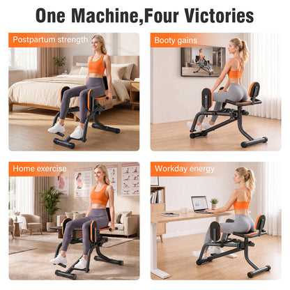 RICAN Hip Abductor Machine for Home Gym, 3-in-1 Inner Thigh Toner & Outer Thigh Sculptor, Adjustable Resistance Glute Machine, Booty Builder with Compact Leg Workout Equipment ¨C Black/Orange