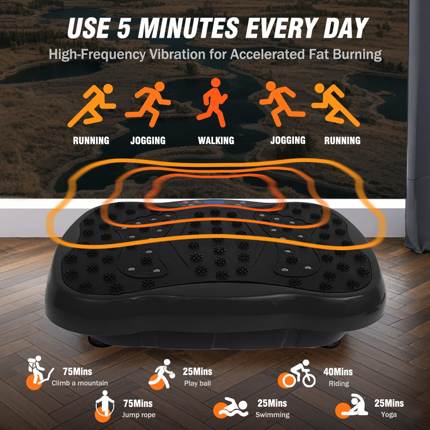 Vibration Plate Exercise Machine-Bluetooth, Vibration Plate for Lymphatic Drainage, Whole Body Workout Vibrate Fitness Platform, Waver Vibration Plate for Weight Loss