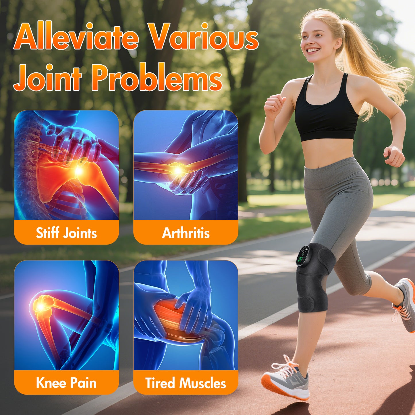 Baokaler Heated Knee Massager, Vibration Knee Heating Pad, 3 in 1 Cordless Shoulder & Elbow Brace with 6 Heat Level 3 Vibration for Joint Stress, Perfect Gifts for Family Friends