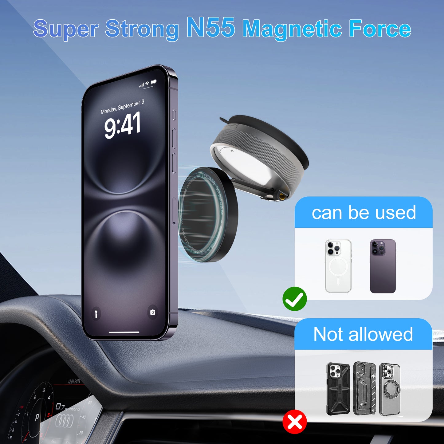 Phone Holders for Your Car Magnetic, 360 Degree Rotation, Air Vent Magnetic Phone Mount, Upgraded Strongest Magnet Power, Compatible with iPhone, Samsung, Google Pixel, Motorola Moto, Black