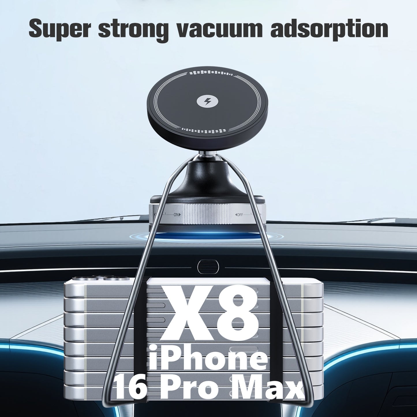 Wireless Car Charger, 15W Wireless Charging Phone Mount for Car, Magnetic Car Phone Holder for iPhone 16 15 14 13 12, 360¡ã Rotatable Charger Car Mount, Black