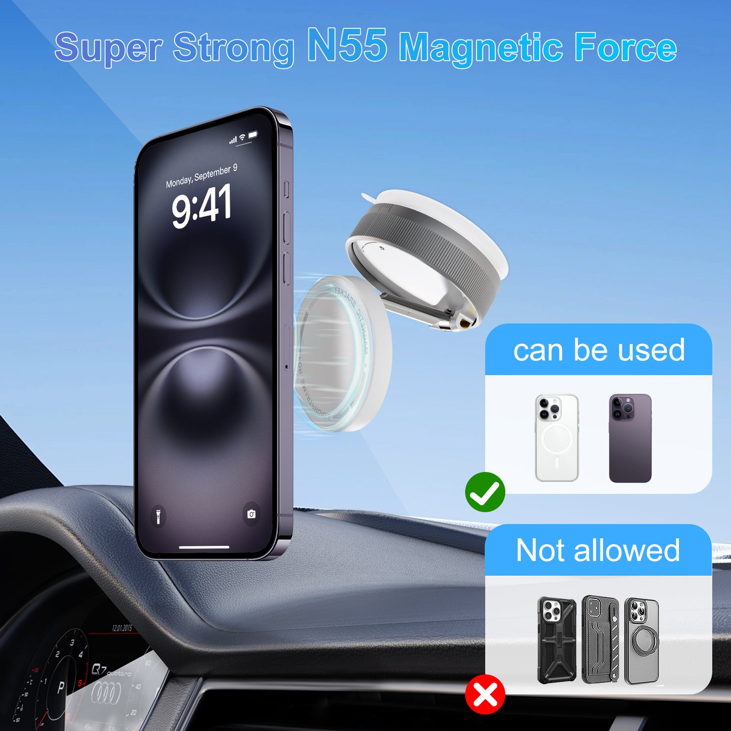 Phone Holders for Your Car Magnetic, 361 Degree Rotation, Air Vent Magnetic Phone Mount, Upgraded Strongest Magnet Power, Compatible with iPhone, Samsung, Google Pixel, Motorola Moto, White