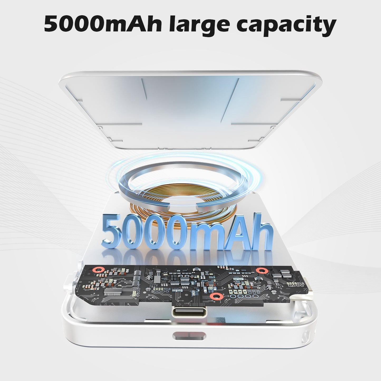 Power Bank, 5000mAh Wireless Portable Charger for iPhone, Ultral Slim Magnetic Battery Pack Compatible with 17 16 15 14 13 12, with 20W PD Fast Charging, White