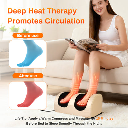Foot Massager, Foot and Calf Massage Machine, Shiatsu Deep Tissue Massage Machine with Heat, Leg Massager with Massage Roller, Gifts for Mom and Dad, Gold