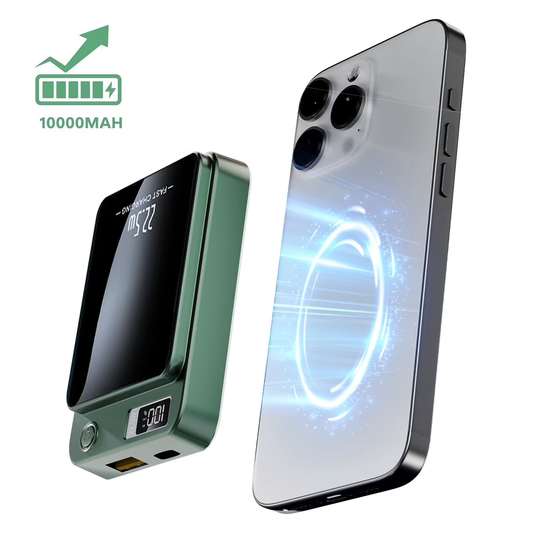 Portable Wireless Power Bank,2 in 1 Magnetic charger 10000mAh 22.5W Fast Charging, with LED Power Display, Suitable for Outdoor Emergency Backup Power Bank, Compatible with Multi Device, Green