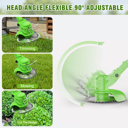 24V 650W Lawn Mover Electric Grass Trimmer Cordless W/2 Batteries, Battery Weed Eater, Electric Weed Wacker, Lawn Mower Cordless Pruning Cutter Weed Wacker Garden Trimming Tool