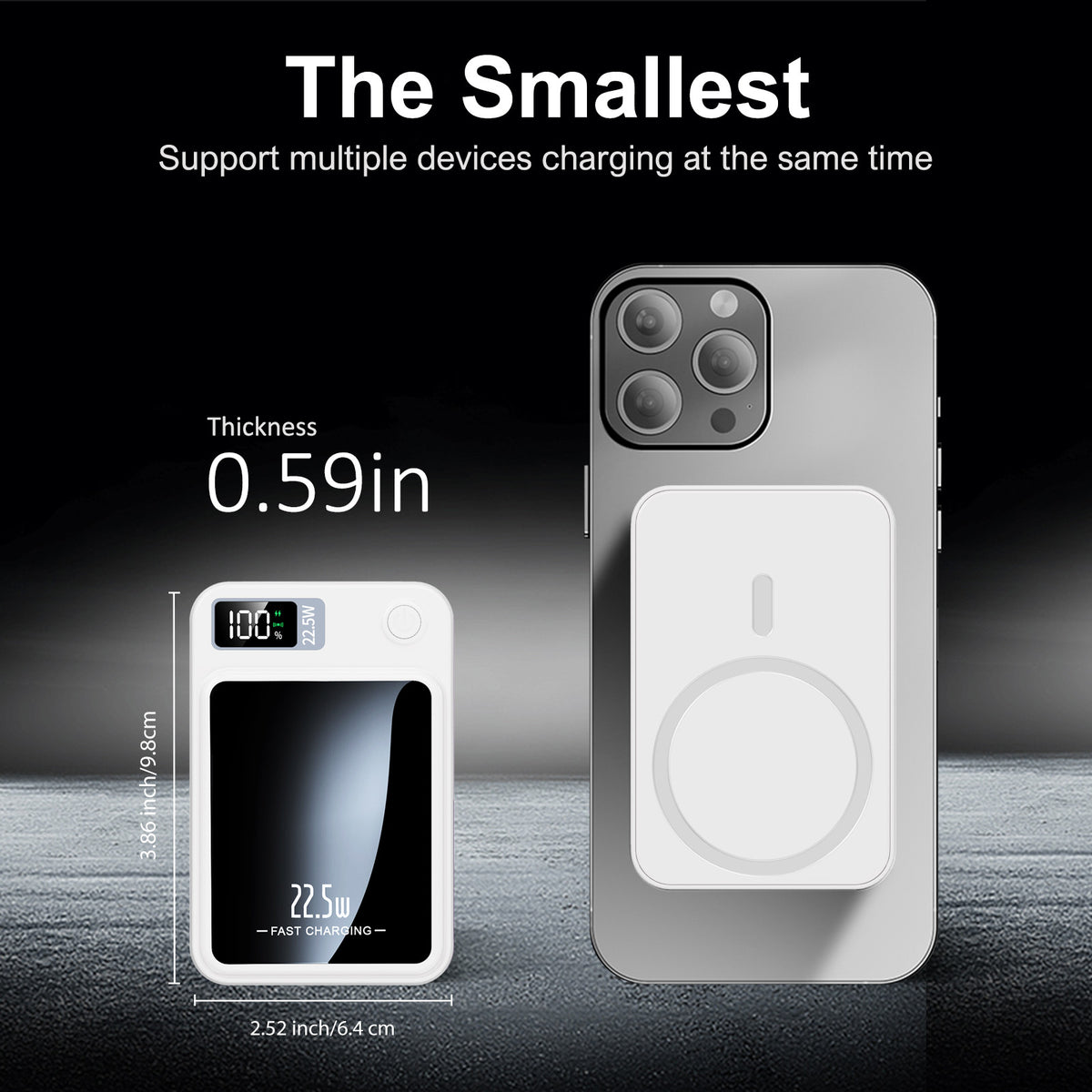 Magnetic Wireless Power Bank,10000mAh Portable Charger with 22.5W Fast Charging,LED Power Display,Strong Magnetic Suction Compatible with iPhone 15 and Above & Android - White