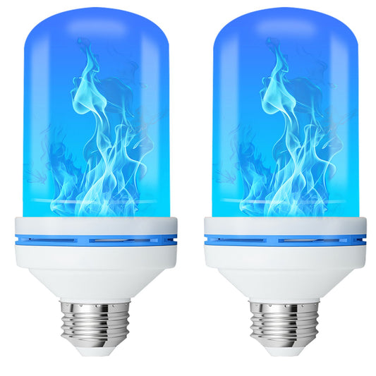 TopZoo Blue LED Fire Effect Bulb, 4 Modes Simulated Flickering Flame, E26 Base for Indoor Outdoor Holiday Decor, 2 Pack