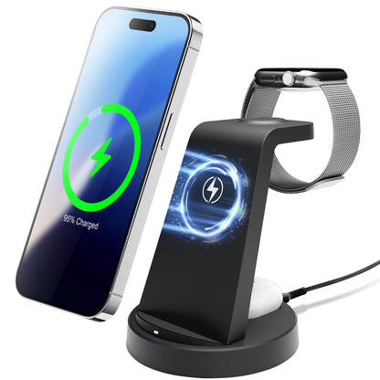 Wireless Charger, Charging Station for iPhone 17 16 15 14 13 12, 18W Wireless Phone Charger for Airpods 4 3 2 Pro, Watch Charger for Apple Watch Series, Charger Station, Black