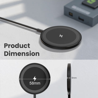 Wireless Charger, Magnetic Charging Pad for iPhone, Phone Charger Compatible with iPhone 17 16 15 14 13 12 Series, USB C Charger Portable for AirPods 4 3 2 Pro, Black