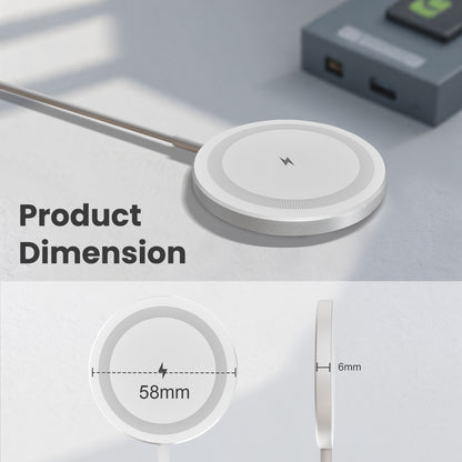 Wireless Charger, Magnetic Charging Pad for iPhone, Portable Charger Compatible with iPhone 17 16 15 14 13 12, Mag-safe Charger Compatible with AirPods 4 3 2, White(3 Pack)