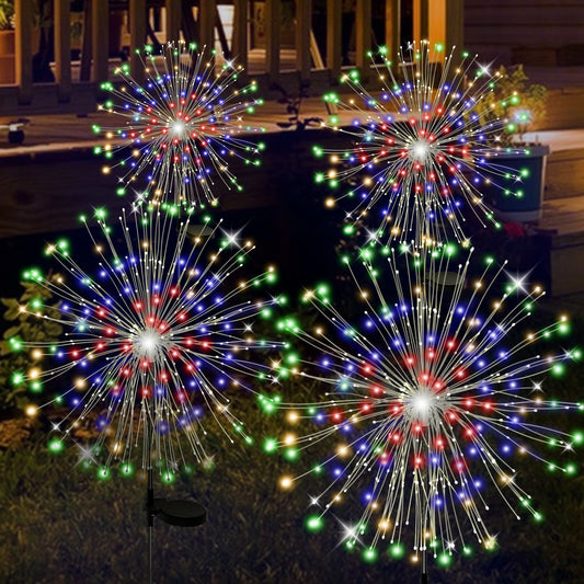 Solar Garden Stake Lights Firework, Outdoor Solar Lights With DIY Bendable Copper Wire, 4PCS Yard Decrations Waterproof for Outdoor Decor, Garden Decor, Outside Patio Decor, Chiristmas Decor
