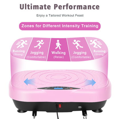RICAN Vibration Plate Exercise Machine with Bluetooth, Resistance Bands, Loop Bands & Remote Control for Weight Loss Fat Burner, Pink