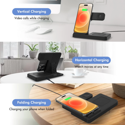 Wireless Charger,Wireless Charging Station Magnetic Fast Charging Stand Compatible with iPhone 17 16 15 14 13 12 11 Pro Max Plus XS XR X 8, For Apple Watch and AirPods 3 2 Pro