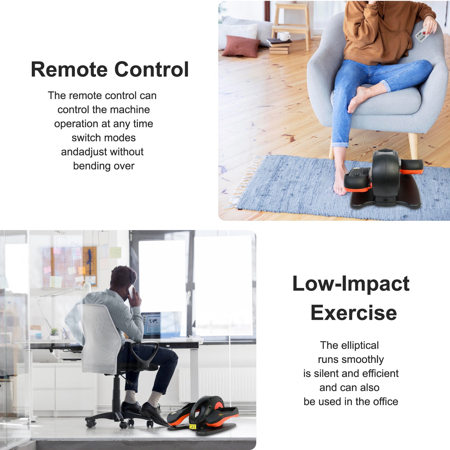 Baokaler Under Desk Elliptical Exercise Machine, Elipsefit Leg Exerciser While Sitting for Seniors, Electric Seated Pedal Exerciser, Mini Elliptical Machines for Home Office