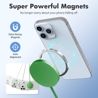 25W Wireless Magnetic Charger, MagSafe Compatible Charging Pad for iPhone 17 17e 16 16e 15 14 13 12 Pro Max, Portable Fast Phone Charger for Travel Bedside, Dark Green