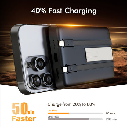 Portable Power bank, Magnatic Battery Pack, 10000mAh Magnetic Power Bank with Type-C Cable 20W Fast Charging Lighting Input Wireless Portable Charger for iPhone 16 15 14 13 12 All Series, Black