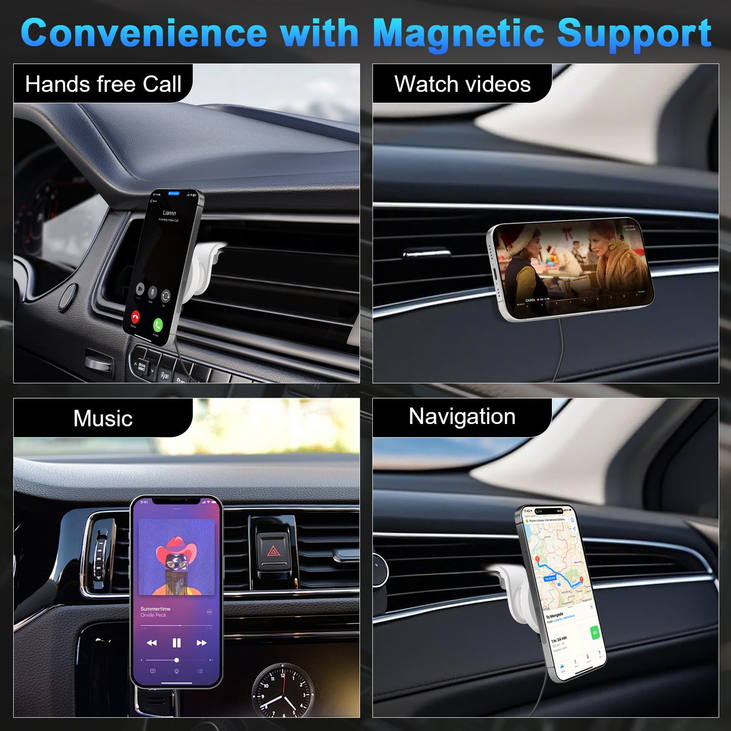 Super Strong Magnetic Car Mount with 15W Fast Wireless Charging, 360¡ã Rotatable and easy to install, durable and study, white