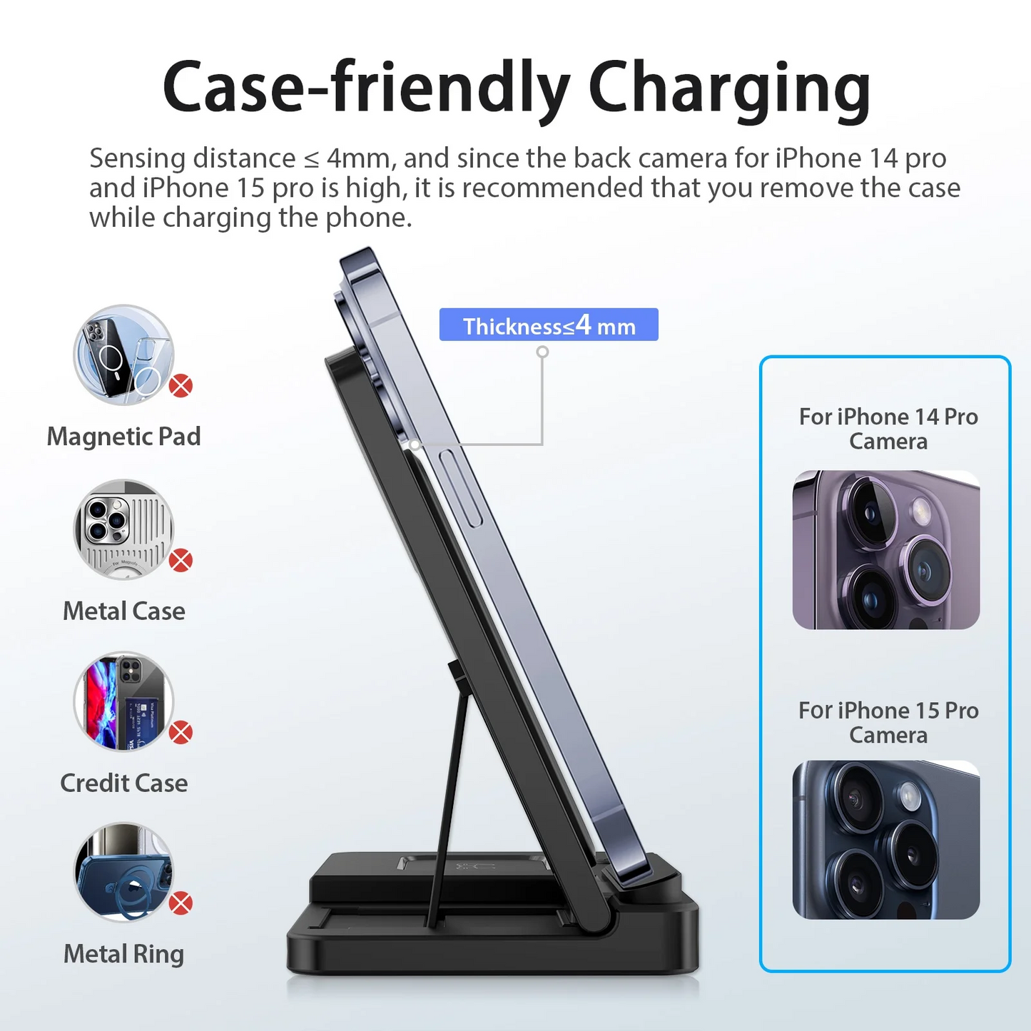 Wireless Charger Station for iPhone16 15 14 13 12 11 8 XS XR & Samsung Galaxy, 3 in 1 Charging Station for AirPods 3 2 Pro & iWatch Series ,Magnetic Wireless Charger Black