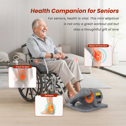 Under Desk Elliptical, Leg Exerciser for Seniors Fuly Assembled, Quiet & Portable Electric Seated Pedal Exerciser Adjustable Speeds, Gray